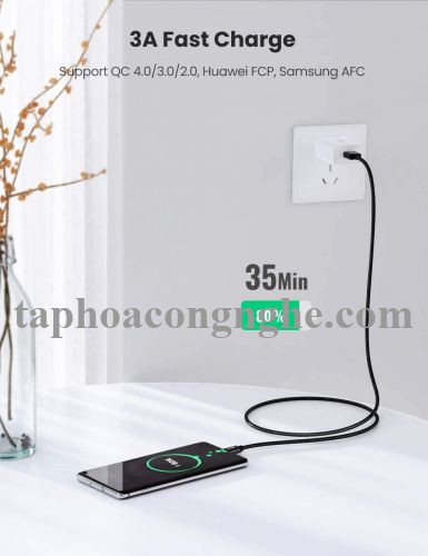 Ugreen 50878 3M màu đen bao có 2 sợi cáp USB TYPE C ra A hỗ trợ sạc nhanh mạ vàng 24K US174 30050878